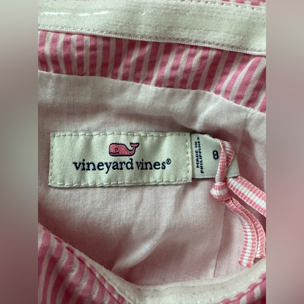 Vineyard Vines Bow Waist Jumpsuit Striped Spaghetti Strap Sweetheart Neck Size 8 - Picture 5 of 5